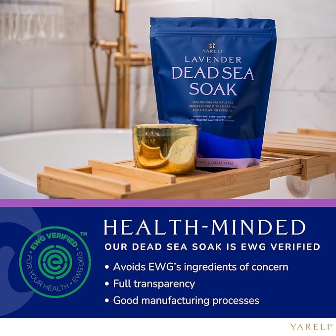 Magnesium Flakes, 5lb Lavender, Dead Sea Bath and Foot Soak, Alternative to Epsom Salt with Over 250,000mg of Magnesium Chloride Per Bag-Velvo Beauty