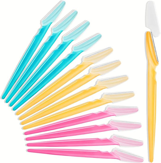 12 Pcs Eyebrow Razor, Multipurpose Exfoliating Dermaplaning Tool for Face, Facial and Eyebrow Shaper with Precision Cover for Women Men Use-Velvo Beauty