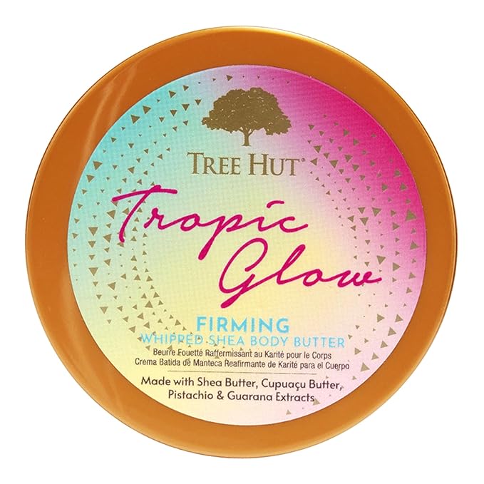 Tree Hut Tropic Glow Whipped Body Butter, Warm Scent with Almond, Golden Amber, and Australian Sandalwood, Long-Lasting Hydration for Soft, Glowing Skin, 8.4 oz-Velvo Beauty