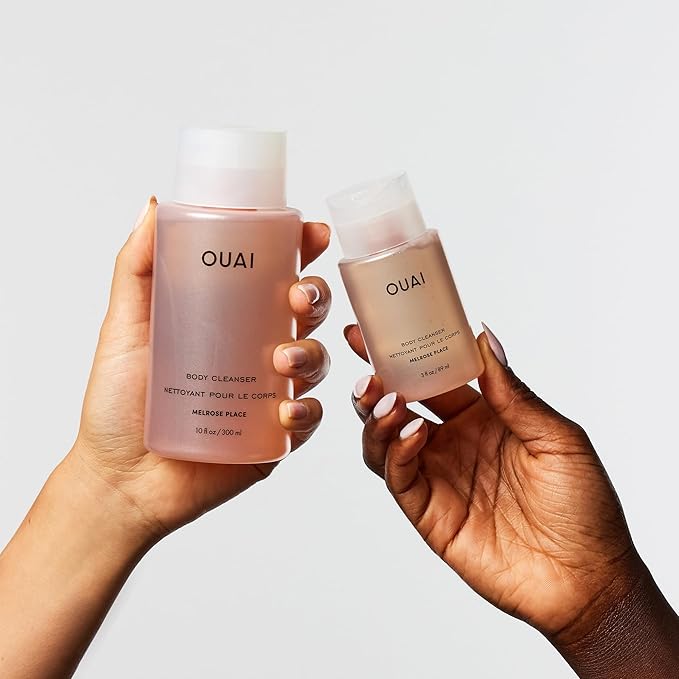 OUAI Body Cleanser Travel Size, Melrose Place - Foaming Body Wash with Jojoba Oil & Rosehip Oil to Hydrate, Balance & Soften Skin - Paraben, Phthalate, Sulfate Free Skin Care Products (3 Fl Oz)-Velvo Beauty