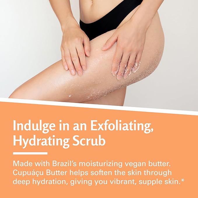 Firming & Moisturizing Brazilian Body Scrub, Gentle Body Exfoliator with Cupuacu Butter, Jojoba Oil & Collagen, 16 oz (453 g) by M3 Naturals-Velvo Beauty