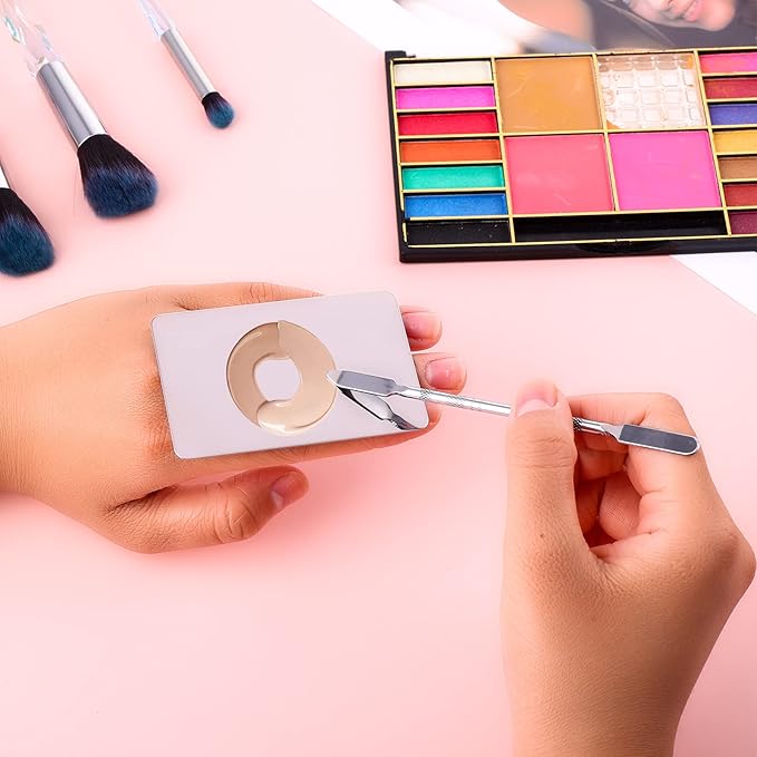 Makeup Mixing Palette Stainless Steel Foundation Palette with Spatula Professional Cosmetic Palette for Mixing Foundation Eye Shadow Nail DIY Art-Velvo Beauty