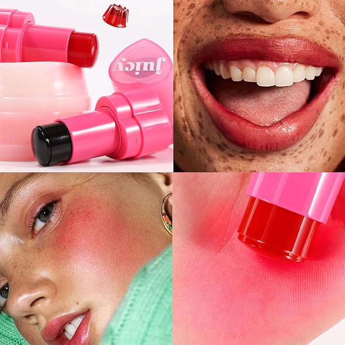 Water Jelly Tint Blush, 3-In-1 Multi-Use Blush Cream Blush Stick for Eyes, Cheeks & Lips, Hydrating & Bouncy Jelly Texture, Blends Perfect for Skin Portable Multipurpose Long Lasting Waterproof(04, s)-Velvo Beauty