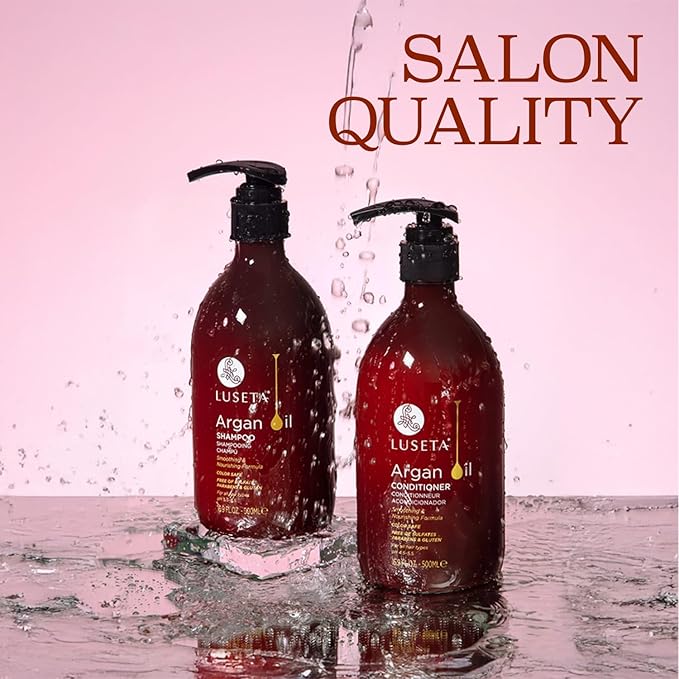 Luseta Argan Oil Shampoo and Conditioner Set Thickening for Thin & Dry Hair Smoothing & Nourishing Anti- Frizz for All Hair Types Sulfate Free for Men and Women 2 x16.9Fl Oz-Velvo Beauty