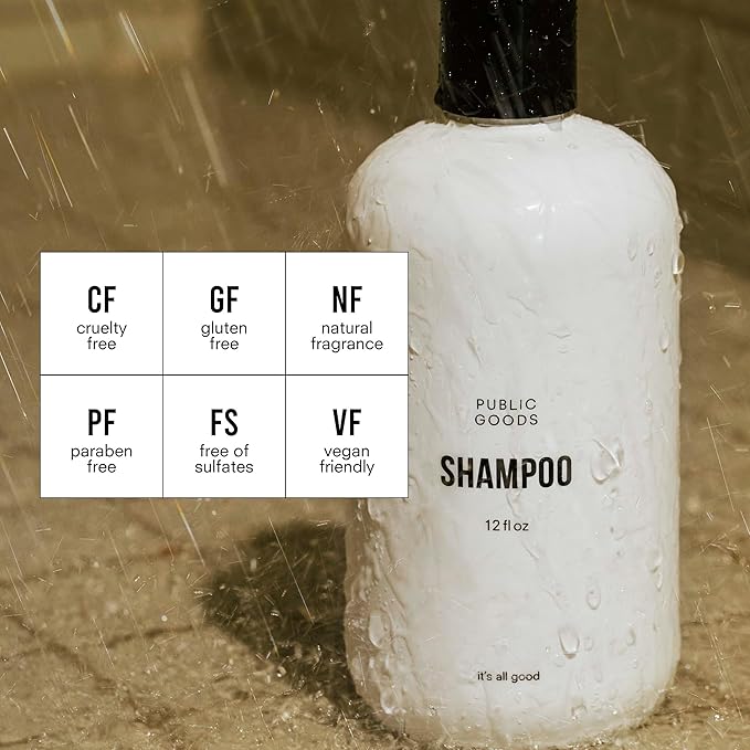Public Goods Shampoo for Women & Men | Natural Gentle Shampoo to Cleanse & Nourish All Hair Types | Made with Organic Essential Oils | Sulfate & Paraben Free | Vegan | Made in Canada | 12 Fl Oz Bottle-Velvo Beauty