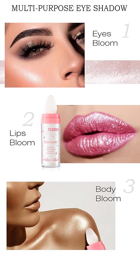 AKARY Shimmer Highlighter Powder, Fairy Polvo De Hadas Highlighter Powder & Blush Stick, Instant Glow Luminizer Duo, Glitter Body Face Hair High Gloss Stick, Sparkle Smudge-Proof Highlighter Stick Party Makeup (C-#01)-Velvo Beauty