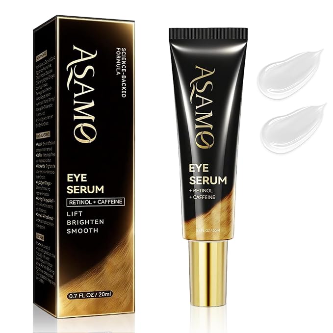 ASAMO Retinol&Caffeine eye serum, Fast Absorbing, Correction for Puffy Eye Bags Fine Lines Dark Circles Wrinkles, 48Hr Hydrating Under Eye Cream, 0.7fl.oz-Velvo Beauty