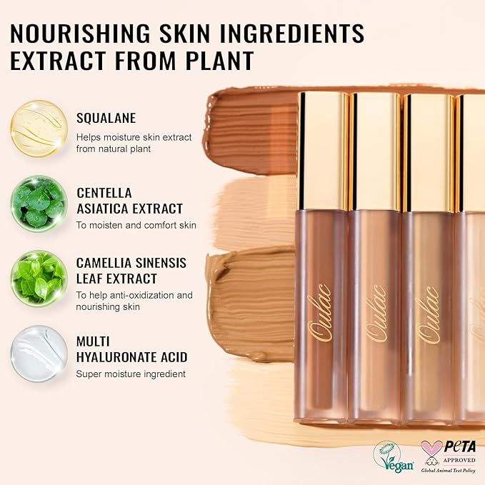 Oulac Concealer Full Coverage, Concealer Stick for Dark Circles, Hydrating Concealer Infused with Hyaluronic Acid, Lightweight, Long Lasting, Vegan Concealer 3.8ml, Shade: W8 Toffee-Velvo Beauty