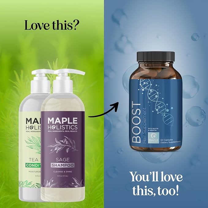 Sulfate Free Shampoo and Conditioner Set - Tea Tree Sage and Rosemary Shampoo and Conditioner for Dry Flaky Scalp Care - Deep Cleansing Color Safe Shampoo and Conditioner for Damaged Dry Hair Care-Velvo Beauty