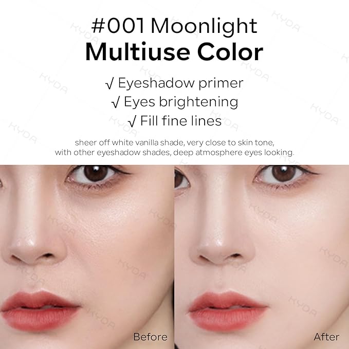 KYDA Single Matte Eyeshadow - Sheer Off White Vanilla, Ultra-fine Lightweight Powder, Brightening Primer, Multiuse Blendable Eyes Makeup, Moonlight-Velvo Beauty
