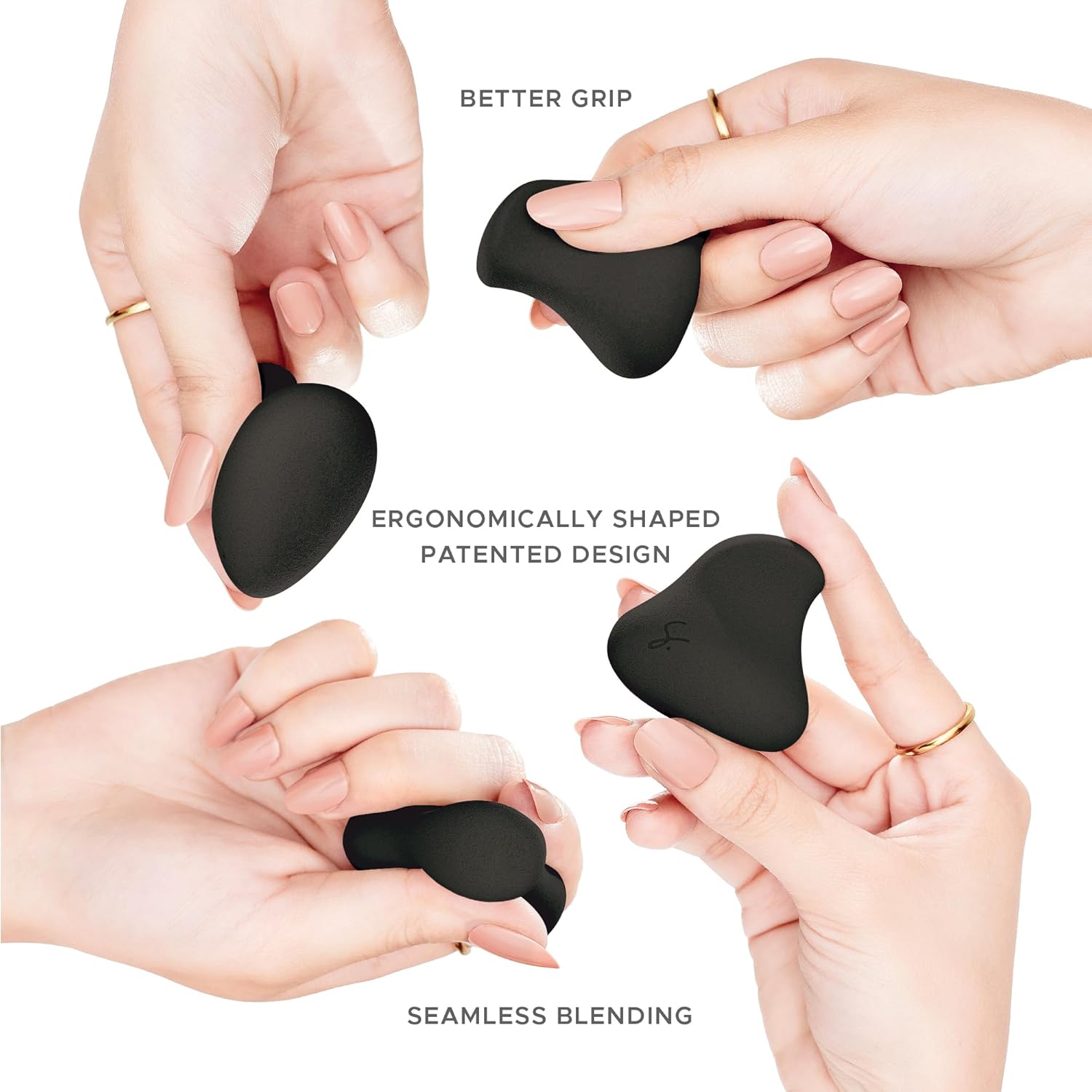 Original Beauty Blender Makeup Sponge Applicator for Powder, Cream & Liquid, Beauty Tools Puff, Streak Free Application, Vegan, Cruelty Free Made in USA, Black (3 Pieces)-Velvo Beauty