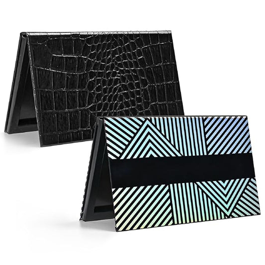 Lolalet 2 Pack Magnetic Makeup Palettes, Empty Magnetic Palette with Mirror for Eyeshadow Lip Color Blush Powder Highlighter Contour - Leather&Holographic-Velvo Beauty