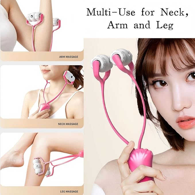 V-Shaped Face Roller Massager with 4 Magnetic Beads, Facial Lifting Tool Neck and Skin Tightening Beauty Massager-Velvo Beauty
