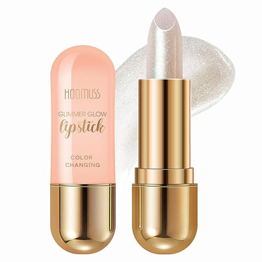 Glimmer Balm, Tinted Lip Balm Long Lasting PH Lipstick, Color Changing Lipstick Natural Chapstick, Glitter Pink Shade Lipstick (Pearl)-Velvo Beauty