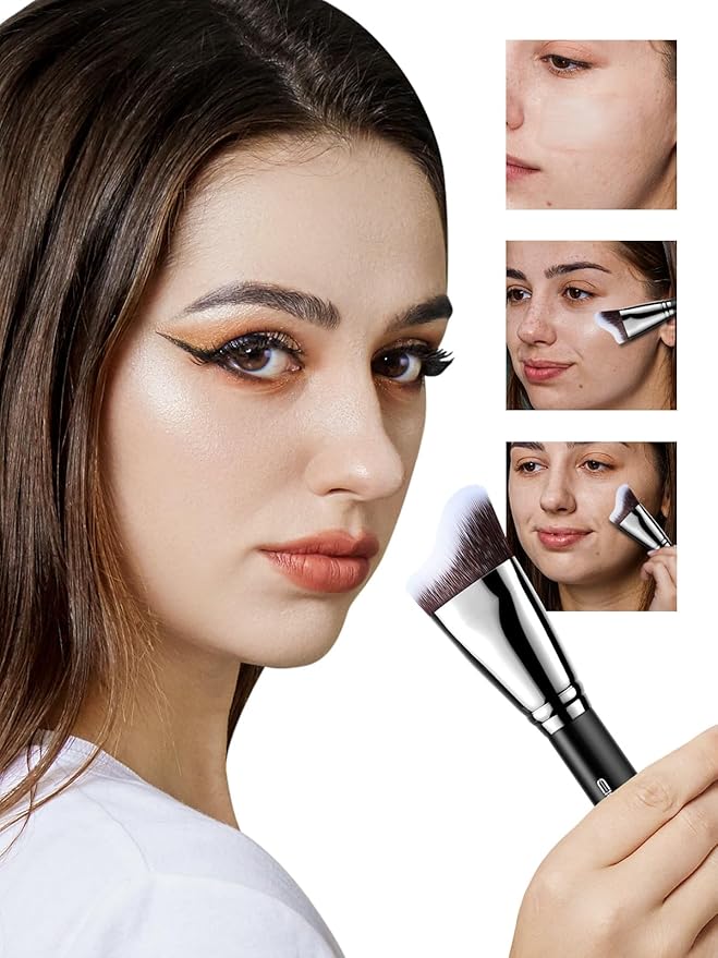 EIGSHOW Foundation Brush with Wave Shaped Head for Liquid, Cream, Powder Blending Cheekbones Jawline, Large Premium Dense Synthetic Bristles (F659)-Velvo Beauty