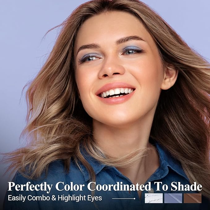 Blue Eyeshadow Stick Makeup 6PCS Set, Dark Blue Brown Metallic Shimmer Matte Cream Eye Shadow Eyeliner Brightener Pencil Crayon - JEANS BLUE-Velvo Beauty