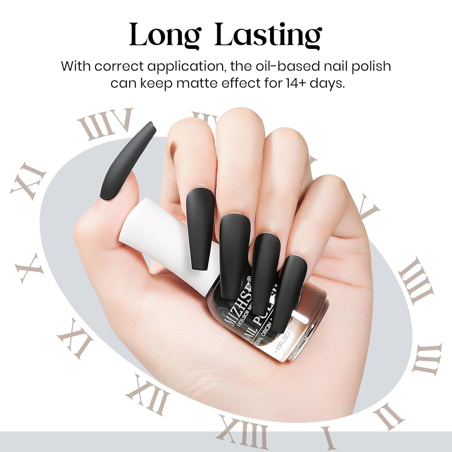 MIZHSE Matte Black Nail Polish, Quick Dry Velvet Black Nail Polish, Non-Gel Air Drying Fast 15 ml Regular Glossy Shiny Finish Nail Lacquer, Full Coverage Nail Art Manicure DIY Home-Velvo Beauty