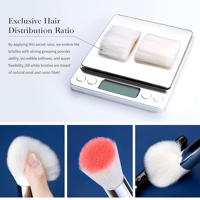 Jessup 25pcs Professional Makeup Brush Set Foundation Powder Concealer Eyeshadow Blending Blush Highlighter Natural-Synthetic Hair Brushes (Black/Silver)-Velvo Beauty