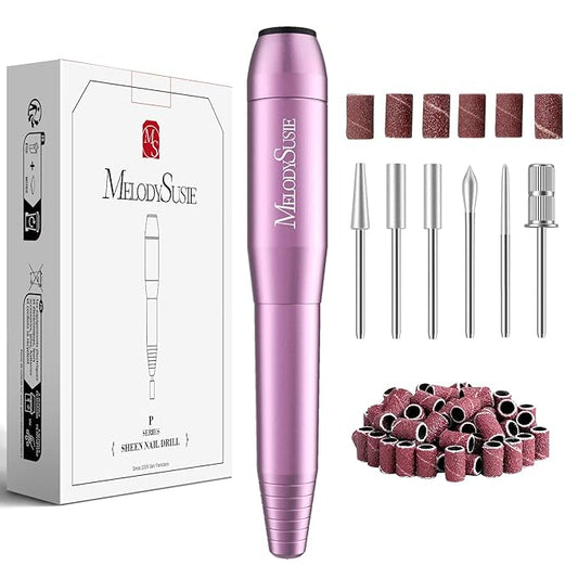 MelodySusie Electric USB Nail Drill Machine,PC120I Portable Electric Nail File Efile Set for Acrylic Gel Nails, Manicure Pedicure Tool with Nail Drill Bits Sanding Bands (Purple)-Velvo Beauty