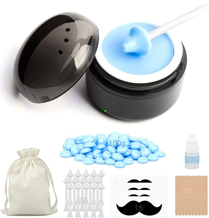 Nose Wax Kit - Travel Wax Warmer for Hair Removal with 100g Waxs, 15 Applicators, 30 Nose Hair Sticks 2 Silicone Pots, 1 Bag Constant Temperature, 15-20 Times Black - Round | Black | Mini-Velvo Beauty