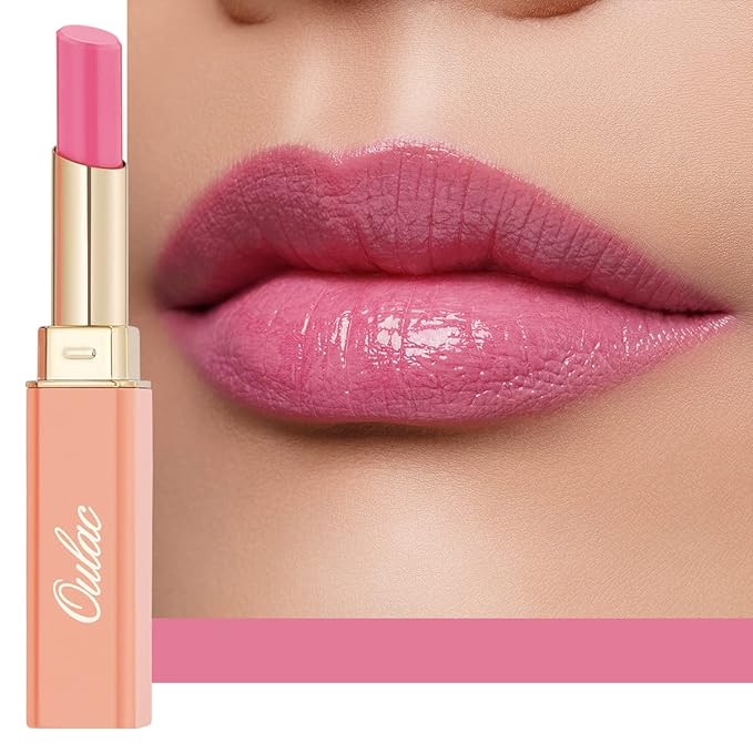 Oulac Pink Lipstick Moisturizing Shine Lipstick - Moisturizing Lip Stick Glossy Tinted Lip Balm, Sheer Shine Juicy Finish, Lightweight and Hydrating Formula for Dry Lip Care, Vegan 2.2g/0.07oz (06)-Velvo Beauty