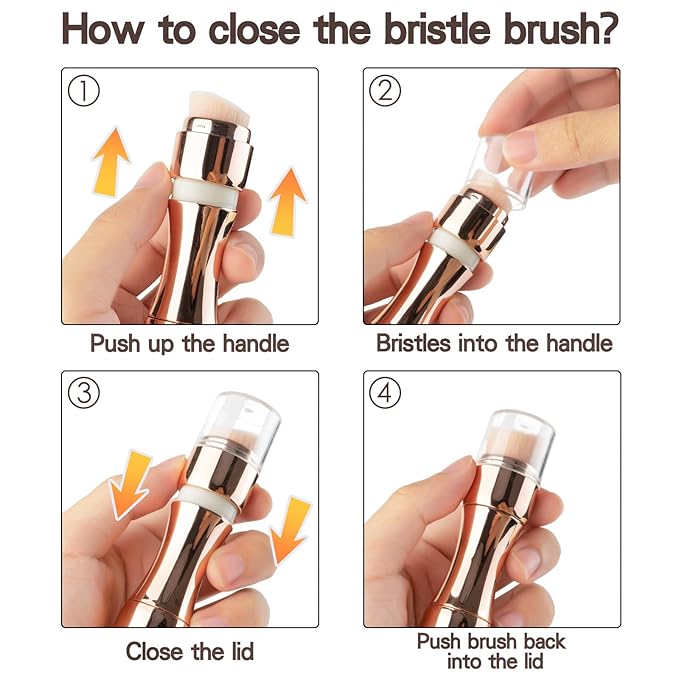 kullder 4 in 1 Makeup Brush Travel Makeup Brushes Blend Sponge, Eyebrow, Eyeshadow & Blush Brushes for Foundation Concealer Double Ended Makeup Brush with Powder Puff Women Ideal Gifts-Velvo Beauty