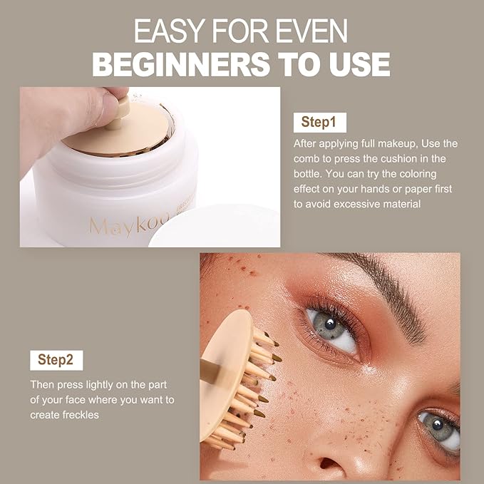 Freckle Cushion Natural Like Freckle Makeup Fake Freckles Pen Waterproof Long Lasting Quick Dry, Get Sun-kissed Stars Makeup Freckle in One Press, Fresh Brown, 15g-Velvo Beauty