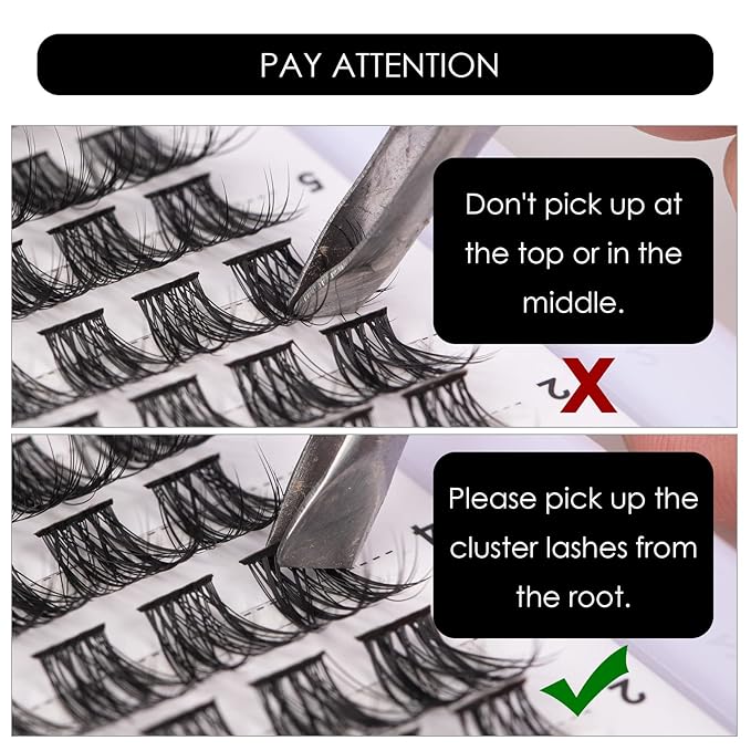 Cluster Lashes 72 Individual Lashes Clusters Eyelash Extensions False Eyelashes DIY Lash Extension Kit Reusable False Eyelashes Natural Look Mix 10-16mm C D Curl-DM06-Velvo Beauty