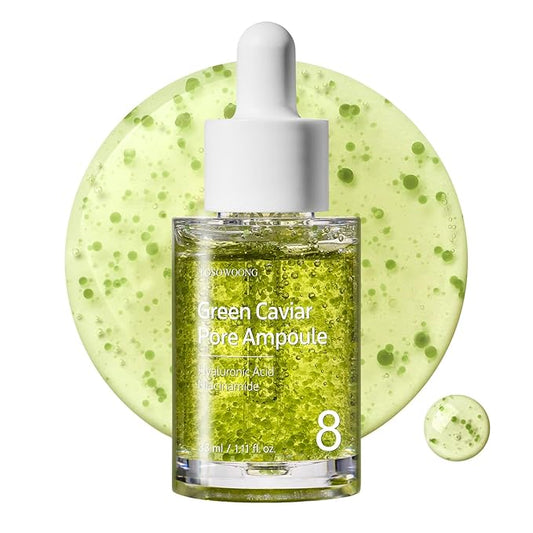 Green Caviar Pore Ampoule With 2,500ppm Green Caviar, Niacinamide, Pore Minimizer, Hydrating, Firming, Pore Tightening, Reduces Pores, Korean Skin Care, 33ml, 1.11 fl.oz.-Velvo Beauty
