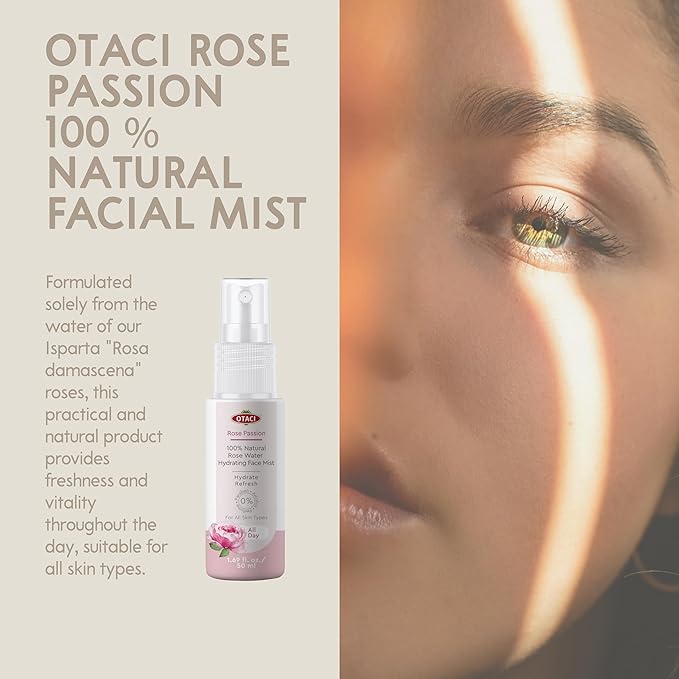 OTACI Rose Passion Face Mist Spray – 100% Natural Rose Water Hydrating Mist for Glowing, Refreshed Skin – Travel Size 50ml – Vegan, Alcohol-Free, for All Skin Types-Velvo Beauty