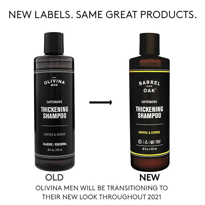 Barrel and Oak - Caffeinated Thickening Shampoo, Biotin Shampoo, Hair Care for Men, Strengthens & Hydrates, Biotin for Thicker Hair, Essential Oil-Based Scent, Vegan (Coffee & Citrus, 16 oz)-Velvo Beauty
