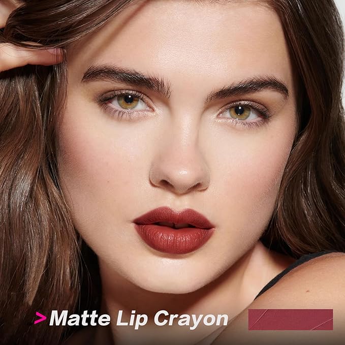FOCALLURE Ultra Chic Matte Lipstick,Rich Vitamin E Lip Crayon,Lightweight Matte Color without Drying or Fading,Long Lasting Waterproof Lips Makeup,CRIMSON-Velvo Beauty
