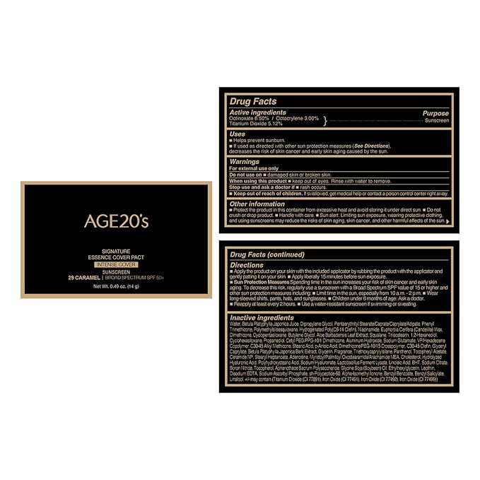 AGE20'S Signature Essence Pact SPF 50+ | Pack of 1 | 29 Caramel | Cream Foundation, Dewy Finish, Natural Coverage | Korean Cushion Foundation-Velvo Beauty