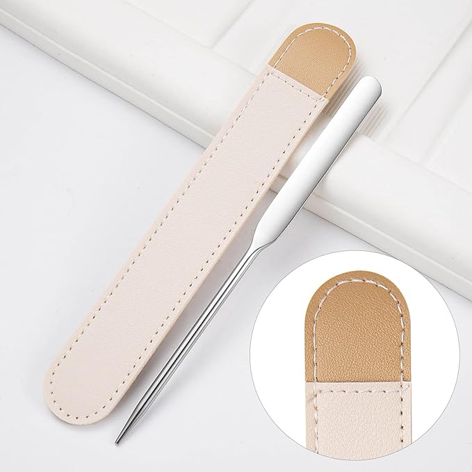 Foundation Spatula, 3-Pack Acrylic Nail Art Palette Oblique Round Head Stainless Steel Makeup Spatula for Woman Professional Facial Makeup Tools Makeup Mixing Palette-Velvo Beauty