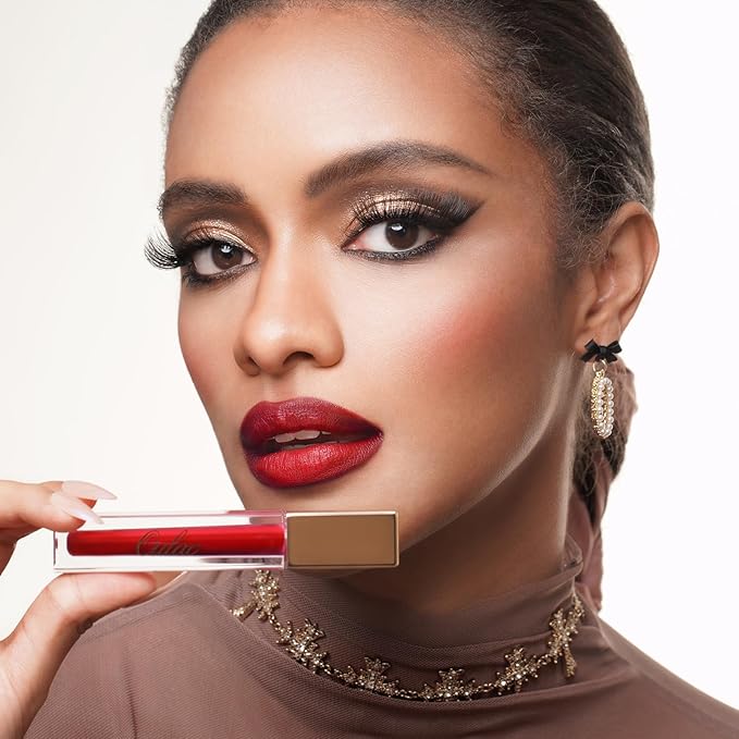 Oulac Matte Liquid Red Lipstick for Women, Deep Red Lip Gloss Creamy Matte Texture, Waterproof, Non-Stick Cup, Extra-Pigmented Lip Tint Stain with Vitamin E & Rose Oil, Vegan, Cruelty-Free, M01-Velvo Beauty