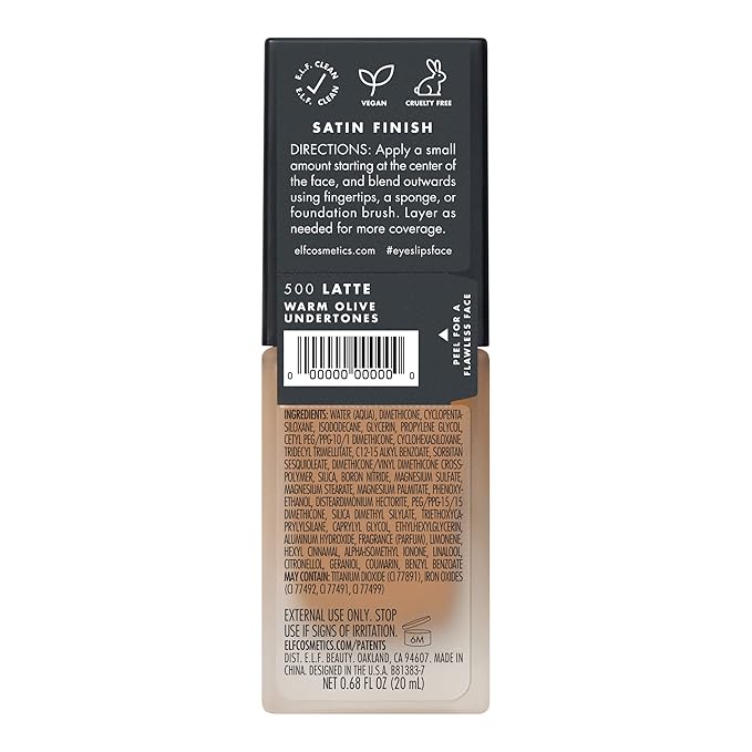 e.l.f. Flawless Finish Foundation, Lightweight & Medium Coverage, Semi-Matte Finish, Latte, 0.68 Fl Oz (20mL)-Velvo Beauty
