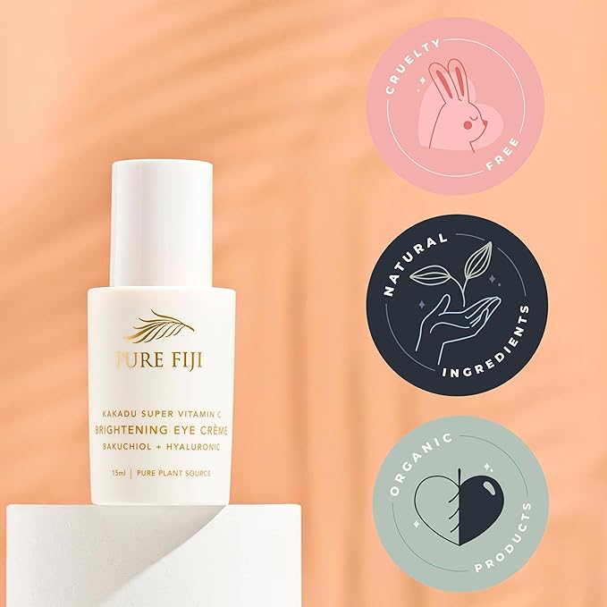 PURE FIJI Eye Cream Vitamin C Brightening Eye Cream, Under Eye Cream for Wrinkles and Bags, Under Eye Cream For Dark Circles, Smoothing & Anti-Aging Skincare (0.5oz/15ml)-Velvo Beauty