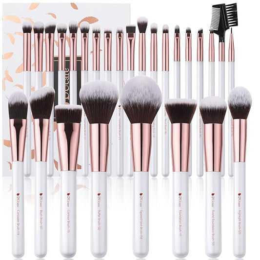DUcare Makeup Brushes Set Professional 27Pcs Makeup Brushes Premium Synthetic Kabuki Foundation Blending Face Powder Blush Concealers Eye Shadows Make Up Brushes Kit White-Velvo Beauty