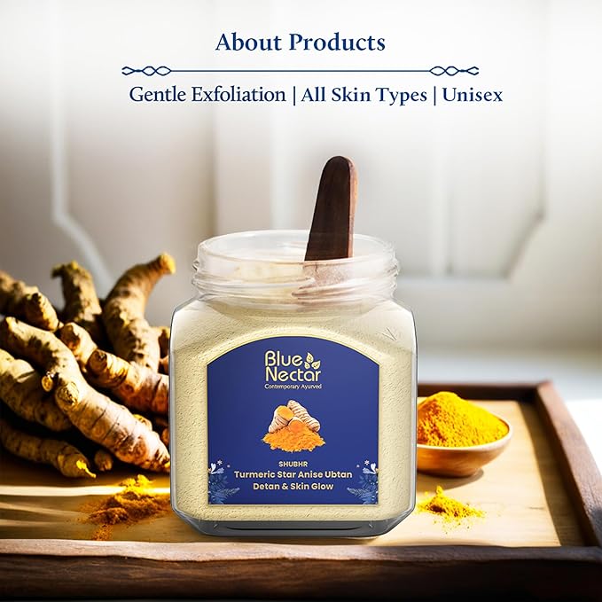 Blue Nectar Turmeric Ubtan Powder for Glowing Skin | Ayurvedic Ubtan Face Pack for Skin Brightening | Tan Removal Face Pack for Women & Men with Multani Mitti Powder | (3.5 Oz, 9 Herbs)-Velvo Beauty