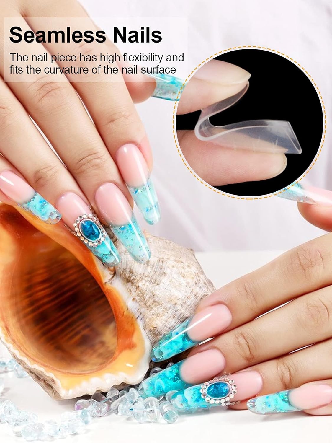 EBANKU 120Pcs Dual Nail Forms for Poly Gel - Extension Stiletto Almond System Mold, False Tips for Builder Gel Art Design Salon & DIY - 12 Sizes-Velvo Beauty