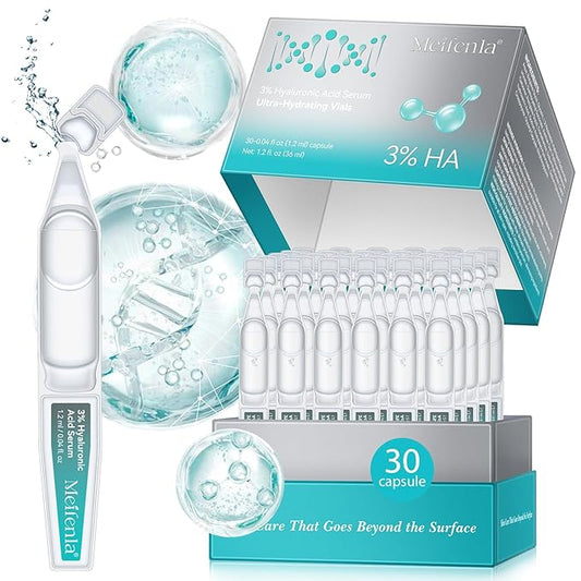 Hyaluronic Acid Serum for Face, 3% Hyaluronic Acid Serum Ultra-Hydrating Tube, Anti Aging Single-Use Vials Skincare for Dry Skin, Smoother Skin, Deep Moisturizing, Pre-Makeup Skincare - 1 Box of 30-Velvo Beauty