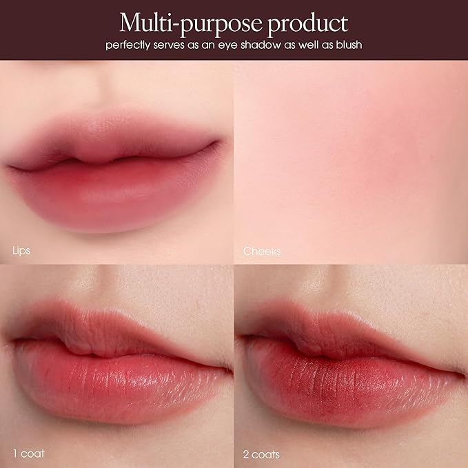 AIR LIPS 827 BURGUNDY, Lip & Cheek, Natural Soft Matte Finish & Buildable, Airy Formula (1.2g, 0.003 oz.)-Velvo Beauty