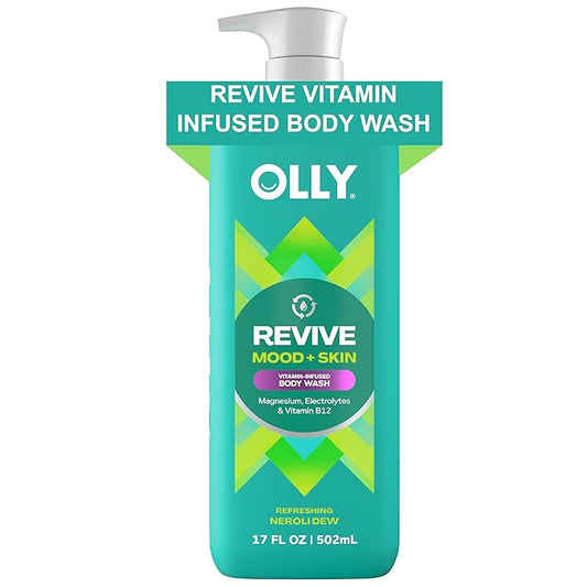 OLLY Revive Body Wash with Magnesium, Electrolytes & Vitamin B12– Nourishing Cleanser for Skin Barrier Repair, Deep Hydration, Refreshing Nerolidew Scent, 17 oz-Velvo Beauty