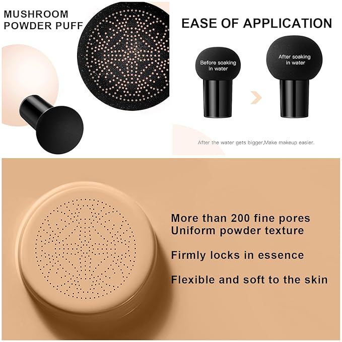 Mushroom Head Air Cushion CC Cream Foundation BB Cream Foundation Makeup Moisturizing CC Cream Liquid Foundation,Concealer Lasting Makeup Foundation Even Skin Tone Makeup Base Primer (#04 Nude)-Velvo Beauty