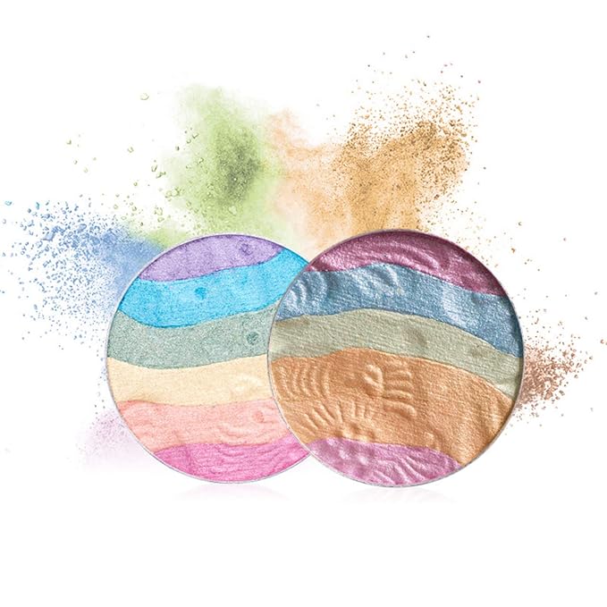Pro 6 Colors 3D Baked Rainbow Highlighter Eyeshadow Makeup Palette Xmas Cosmetic Blusher Shimmer Powder Contouring Kit Unicorn Blush-Velvo Beauty