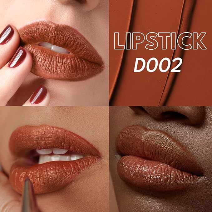 2PCS Marbled Matte Lip Stick Makeup - Velvety Finish | Naked-lip Feel, Full Coverage, D002+D004-Velvo Beauty