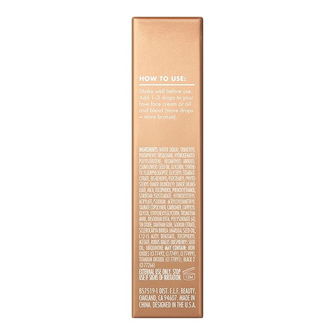e.l.f. SKIN Bronzing Drops Mini, Liquid Bronzer For Face & Skin, Creates A Sun-Kissed Glow, Infused With Vitamin E, Vegan & Cruelty-Free, Pure Gold-Velvo Beauty