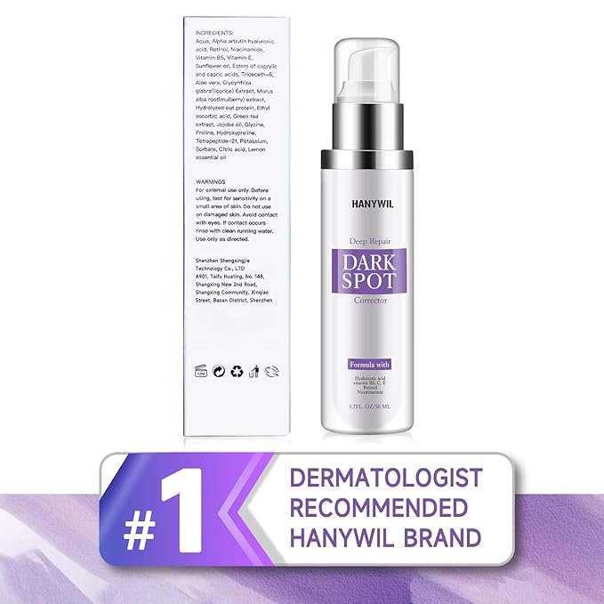 HANYWIL Dark Spot Remover for Face & Body Serum,Rapid Tone Repair Cream with Hyperpigmentation Treatment,Sun Spot, Age Spot & Melasma Remover,Dermatologist-Tested Brightening Retinol Serum (1.7 Fl Oz)-Velvo Beauty