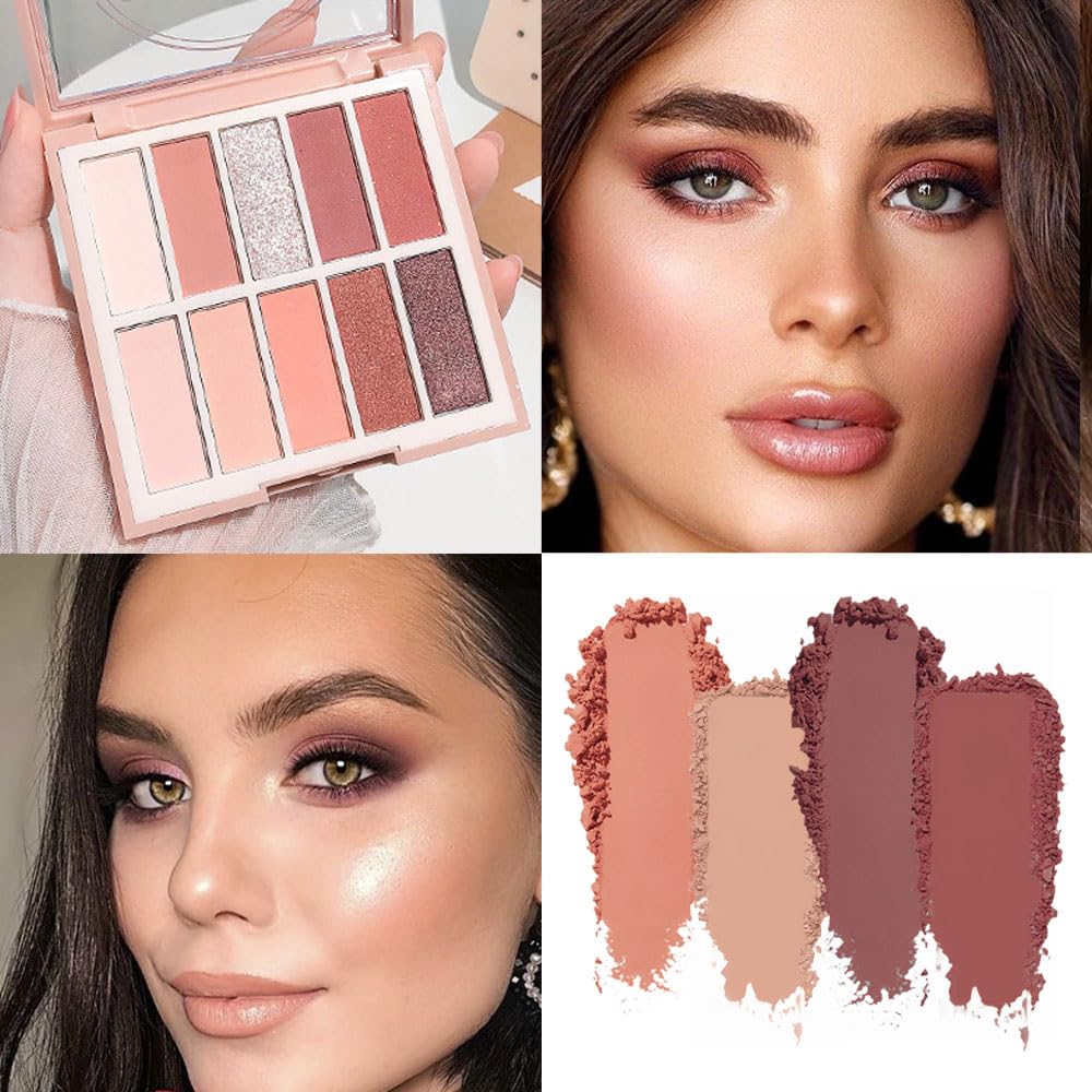 Neutral Natural Eye Shadow Palette,Matte Nude Pink Brown Naked Cream Eyeshadow Palette,Make Up Pallets for Women Natural Eyeshadow for Eyes Long Lasting Naturing-Looking-Velvo Beauty