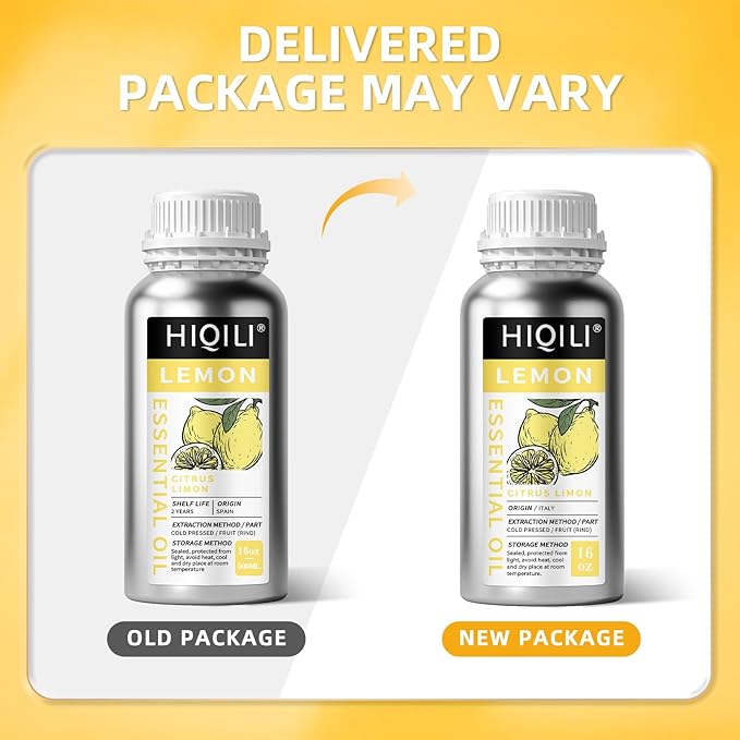 HIQILI Lemon Essential Oil for Cleaning, Degreasing & Household Use, Skin Care, Aromatherapy, Diffuser - 16 Fl Oz-Velvo Beauty